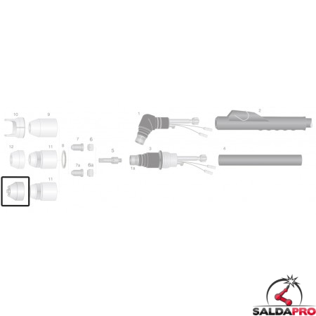 dettaglio ghiera 4 punte contatto ricambio torce taglio plasma pch-m60 thermal dynamics