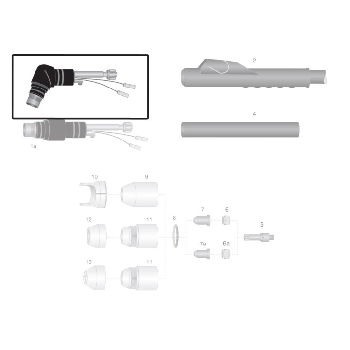 dettaglio corpo torcia ricambio thermal dynamics modello pch-m75/76/100xl taglio plasma