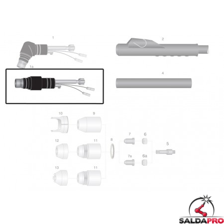 dettaglio corpo torcia macchina ricambio thermal dynamics modello pch-m75/76/100xl taglio plasma cnc