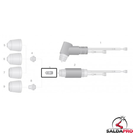 dettaglio elettrodo aria ricambio thermal dynamics modello pch-m150 taglio plasma