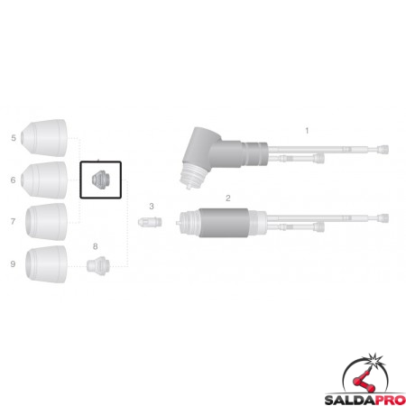 dettaglio ugello aria 1,09-1,78mm 50-150a ricambio thermal dynamics modello pch-m150 taglio plasma