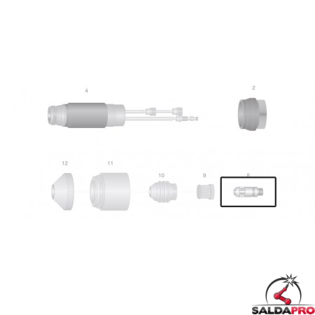 dettaglio elettrodo o2 ossigeno ricambio thermal dynamics modello maximize300 taglio plasma