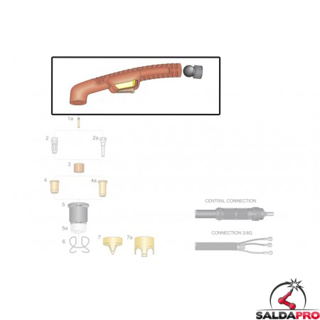 dettaglio impugnatura ricambio torce taglio plasma trafimet ergocut s75 s105 ergocut a