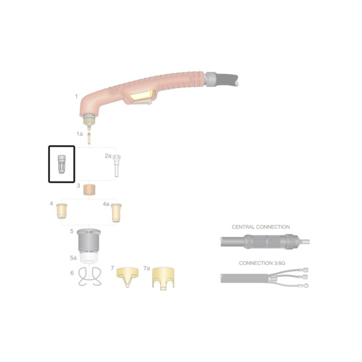 dettaglio elettrodo hf ricambio torcia taglio plasma ergocut s75 s105 trafimet