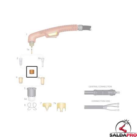 dettaglio diffusore vespel ricambio torcia taglio plasma ergocut s75 s105 trafimet