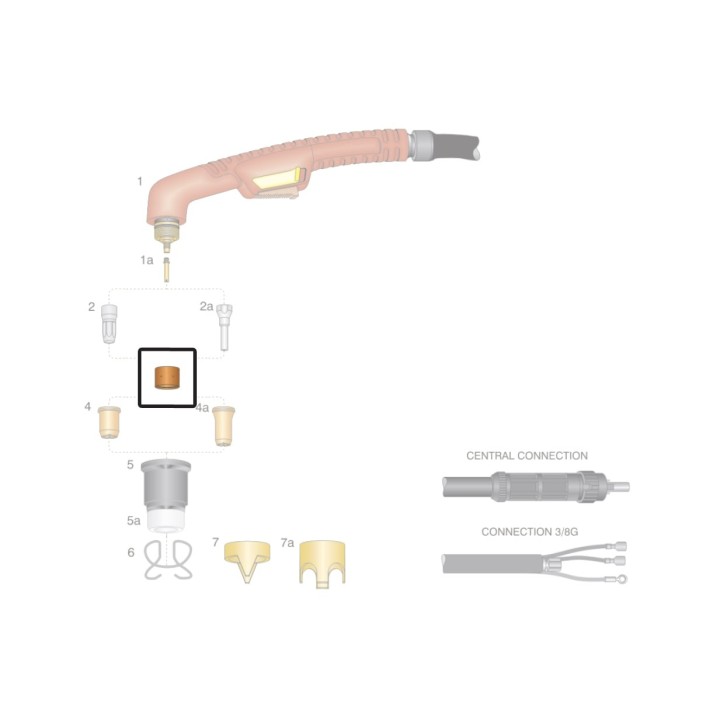 dettaglio diffusore vespel ricambio torcia taglio plasma ergocut s75 s105 trafimet