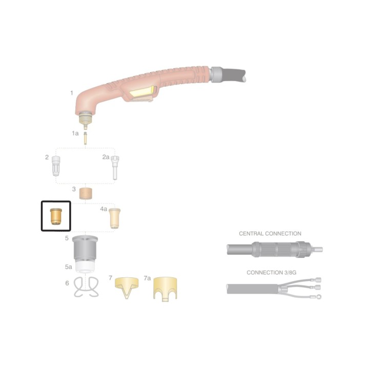 dettaglio ugello rame 1,0 1,2mm ricambio torcia taglio plasma ergocut s75 trafimet