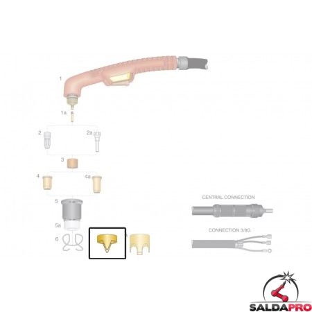 dettaglio distanziale 2 punte ricambio torce taglio plasma ergocut s75 s105 trfimet