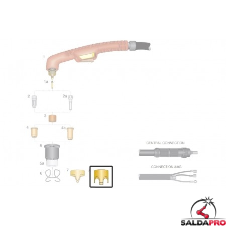 dettaglio distanziale 4 punte corona ricambio torce taglio plasma ergocut s75 s105 aw201 trafimet