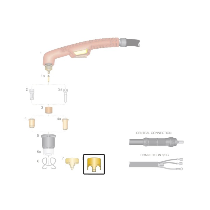 dettaglio distanziale 4 punte corona ricambio torce taglio plasma ergocut s75 s105 aw201 trafimet