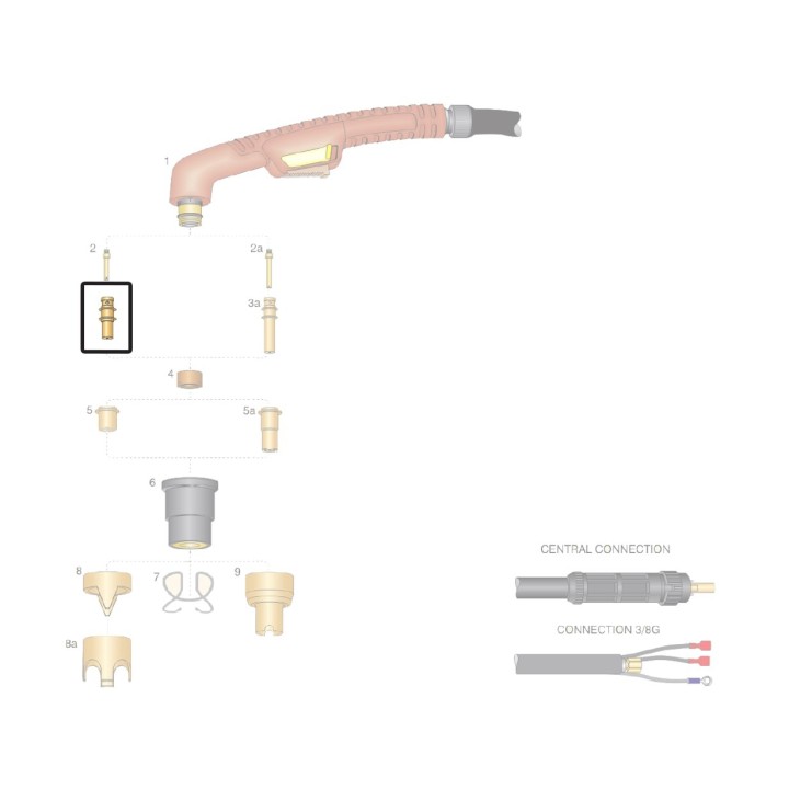 dettaglio elettrodo hf std ricambio torce taglio plasma ergocut a81 autocut p81 trafimet