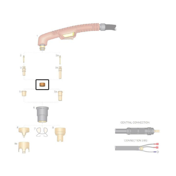dettaglio diffusore aria ricambio torcia taglio plasma ergocut a81 autocut P81 trafimet