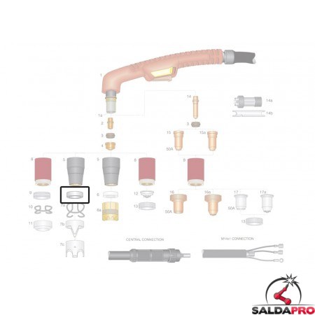 dettaglio supporto distanziale ricambio torce taglio plasma ergocut a151 trafimet