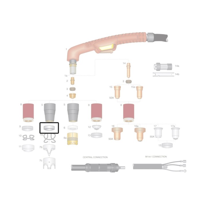 dettaglio supporto distanziale ricambio torce taglio plasma ergocut a151 trafimet