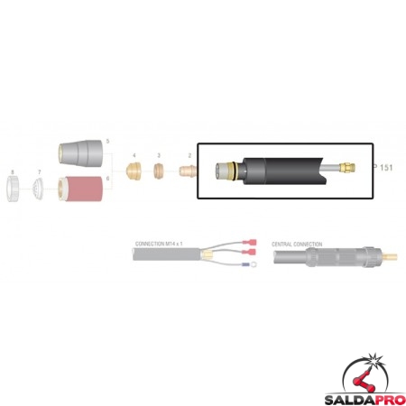 dettaglio corpo torcia macchina ricambio trafimet modello autocut p 151 taglio plasma cnc