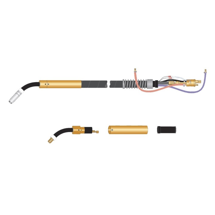 dettaglio torcia completa automatica bz 352 collo 45° raffreddamento acqua saldatura mig