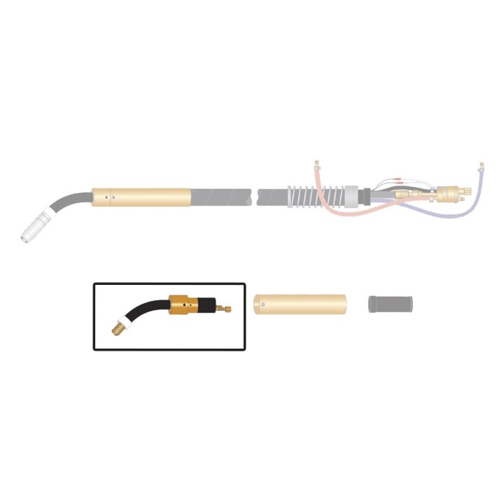dettaglio corpo torcia macchina ricambio bz 352 collo 45° saldatura mig