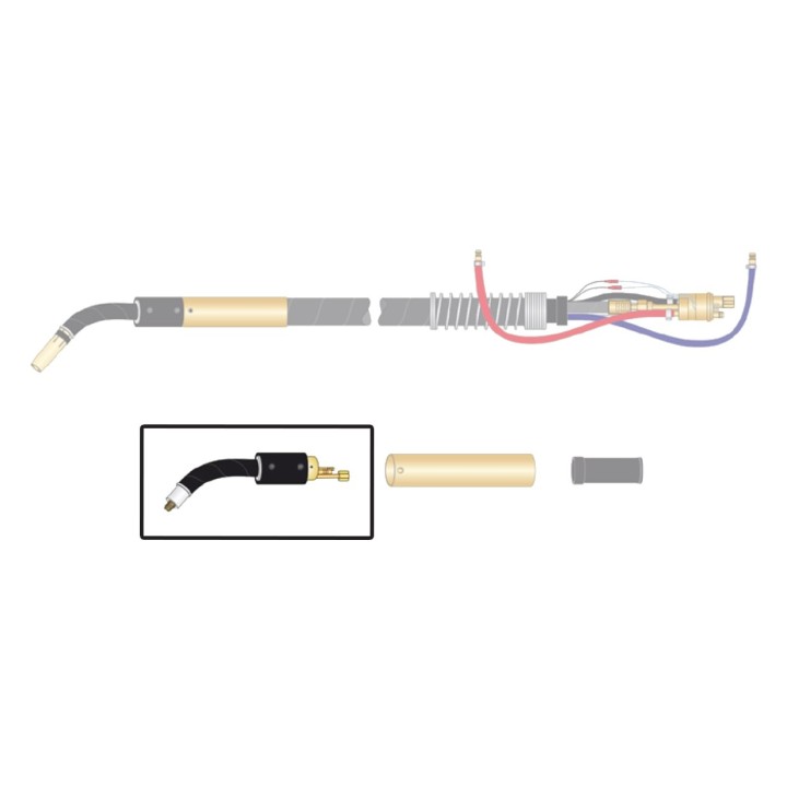 dettaglio corpo torcia macchina ricambio robot k550 collo 45° saldatura mig