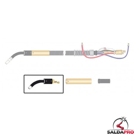 dettaglio corpo torcia macchina ricambio robot k600 collo 45° saldatura mig