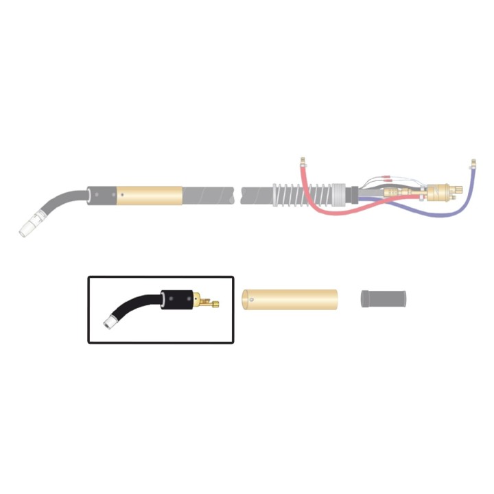 dettaglio corpo torcia macchina ricambio robot k600 collo 45° saldatura mig