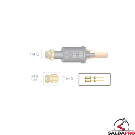 dettaglio pin fisso maschio/femmina ricambio adattatore torce tig