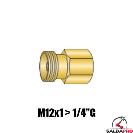 raccordo da m12x1 a 1/4"G ricambio adattatore centralizzato torce tig