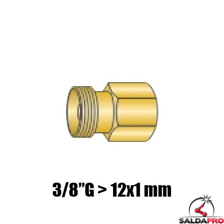 raccordo da 3/8"G a 12x1mm ricambio adattatore eurotig l-tec- centralizzatotorce saldatura tig