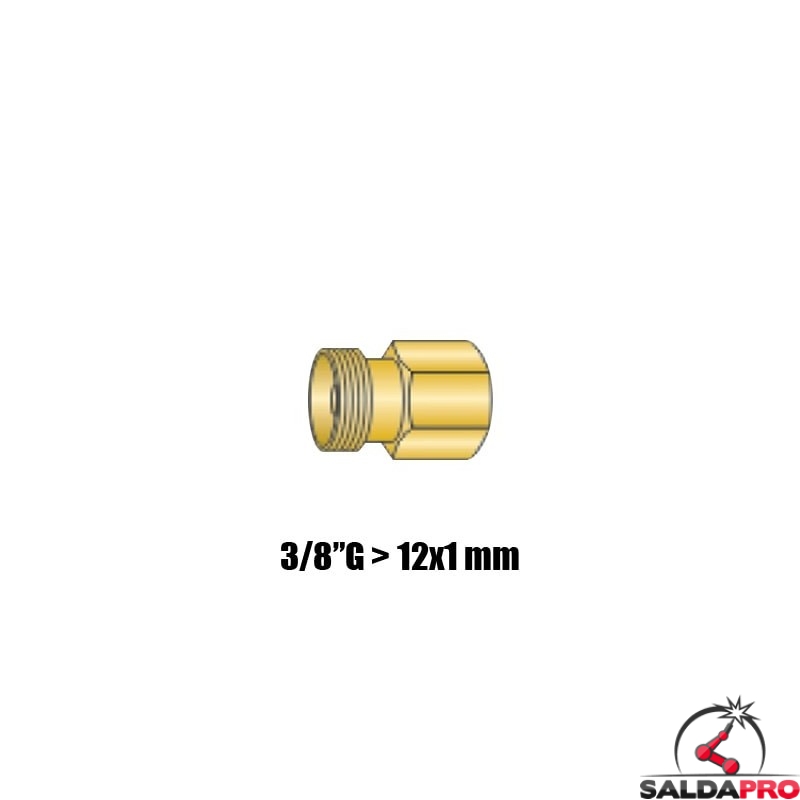 raccordo da 3/8"G a 12x1mm ricambio adattatore eurotig l-tec- centralizzatotorce saldatura tig