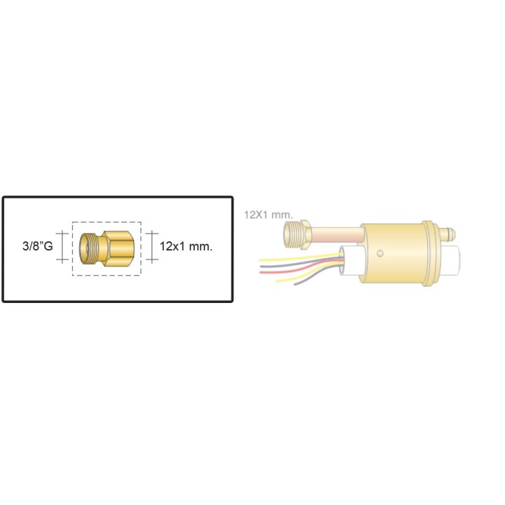 dettaglio raccordo da 3/8"G a 12x1mm ricambio adattatore eurotig l-tec centralizzato torce saldatura tig