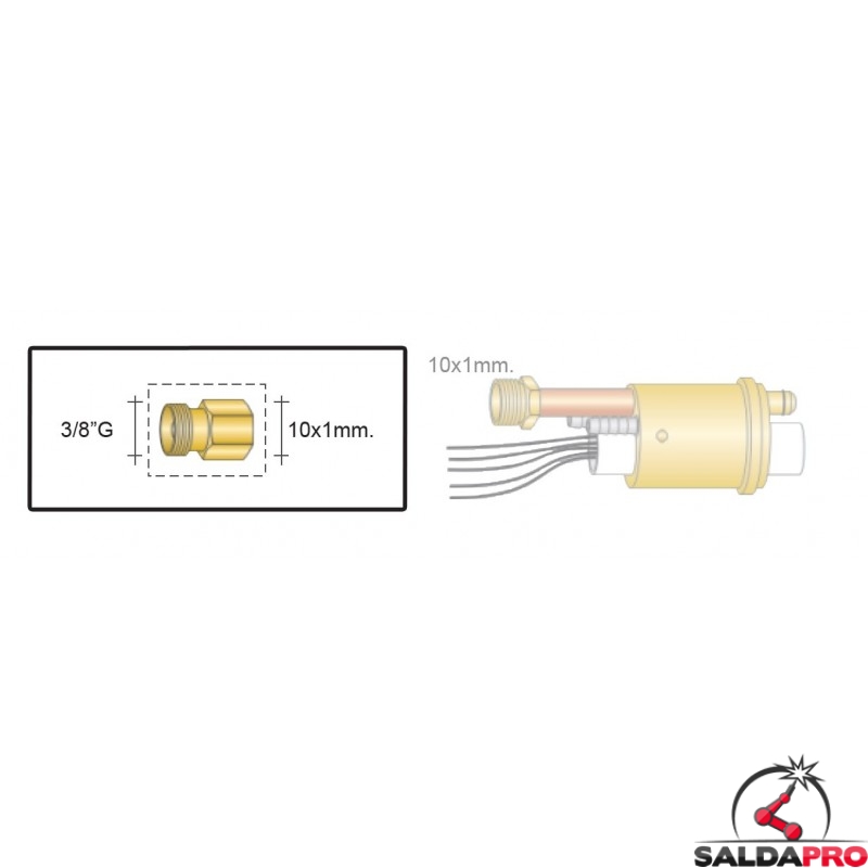 Thermador 90GC1412 - Raccordo a gomito in ottone a saldatura 90° F3/8