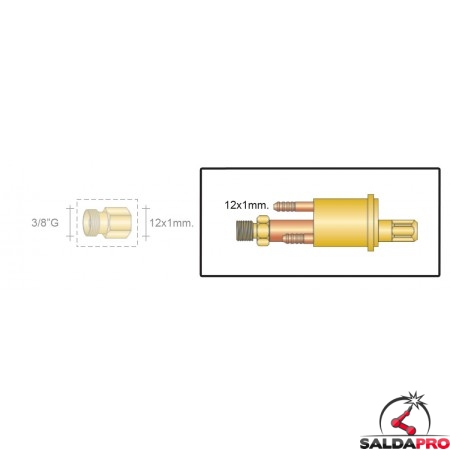 dettaglio adattatore centralizzato tig l-tec h2o acqua 12x1 ricambio torce saldatura tig