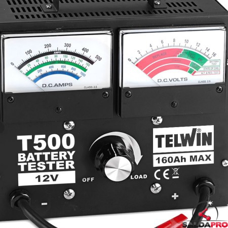 dettaglio tester t500 prova batteria auto 12v telwin 802781