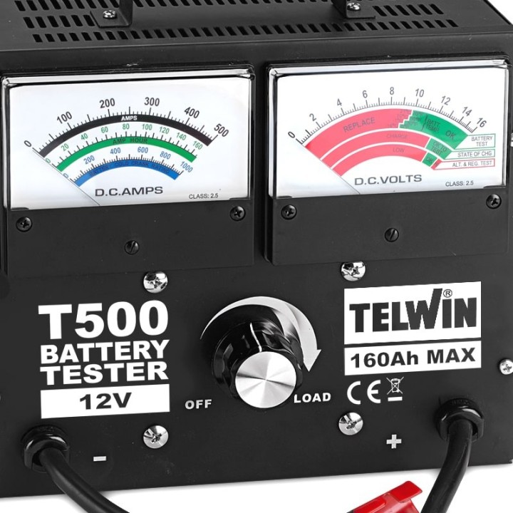 dettaglio tester t500 prova batteria auto 12v telwin 802781