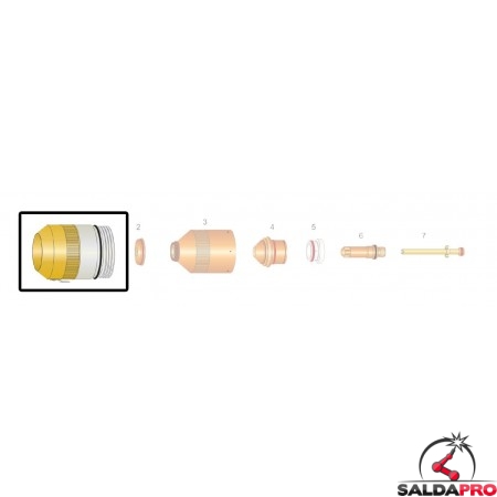 Protezione esterna 130A smusso acciaio inox torce al plasma HPR 130 di Hypertherm