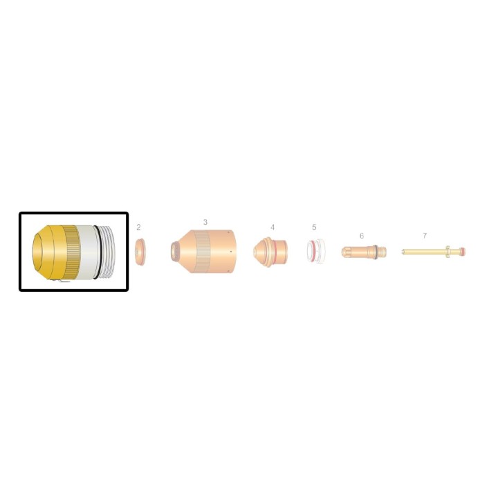 dettaglio protezione esetrna 130A smusso acciaio inox ricambio torcia taglio plasma hpr130 hypertherm