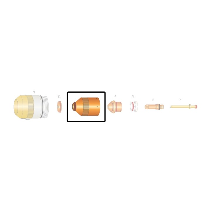 dettaglio ugello chiusura 30a acciaio dolce ricambio torce taglio plasma hpr 130 hypertherm