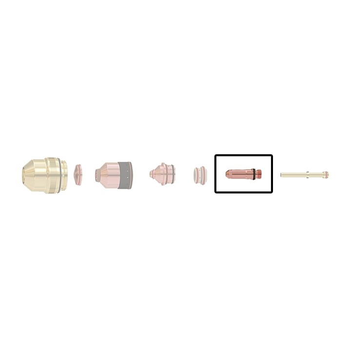 dettaglio elettrodo 130a smusso acciaio dolce alluminio ricambio torce taglio plasma hpr 130 hypertherm 220181