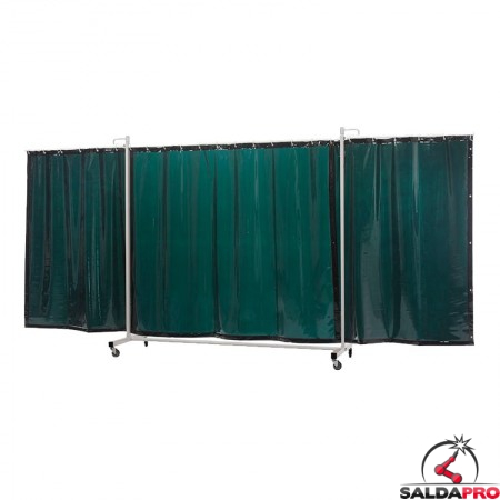 schermo di saldatura mobile robusto XL a 3 ante verde chiaro T6 430x210 cm cepro