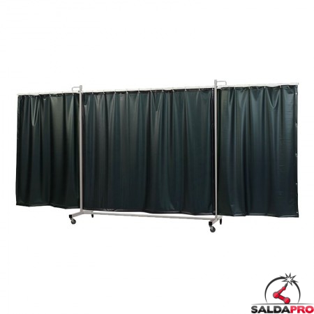 schermo di saldatura mobile robusto XL a 3 ante verde scuro T9 430x210 cm cepro