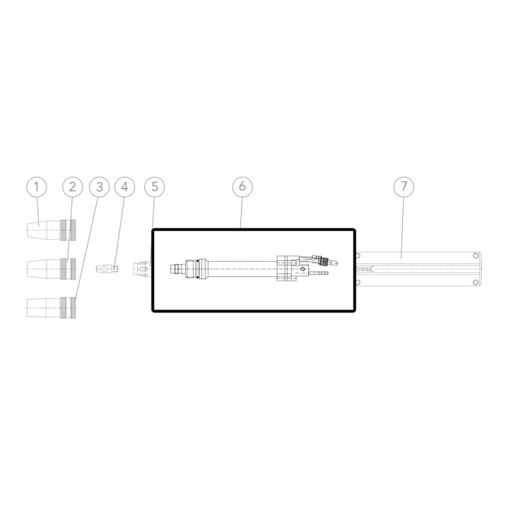 dettaglio corpo torcia DIX MMZ 304  collo diritto torce dinse