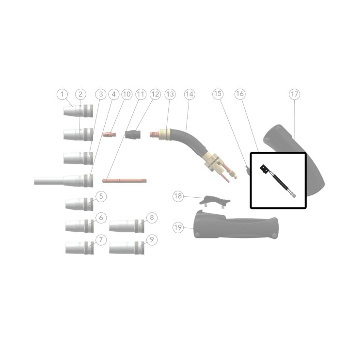 dettaglio micro switch per torce saldatura manuali  dinse