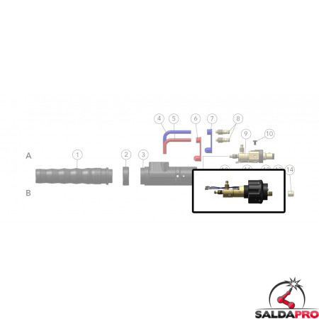 dettaglio attacco euro posteriore per torce saldatura mig/mag dinse