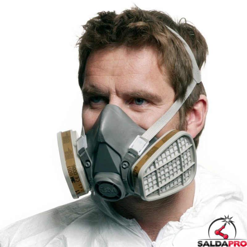 Maschera Respiratore 3M 6300 / 07026 | Mezzo Frontale Riutilizzabile, Taglia Grande