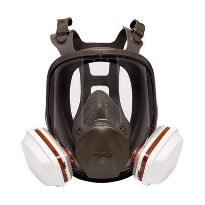 filtri 3M 6091 A1 P3 montati su maschera piena faccia vista frontale