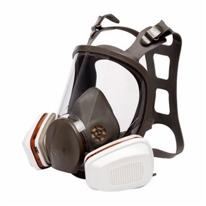 filtri 3M 6091 A1 P3 montati su maschera piena faccia vista laterale