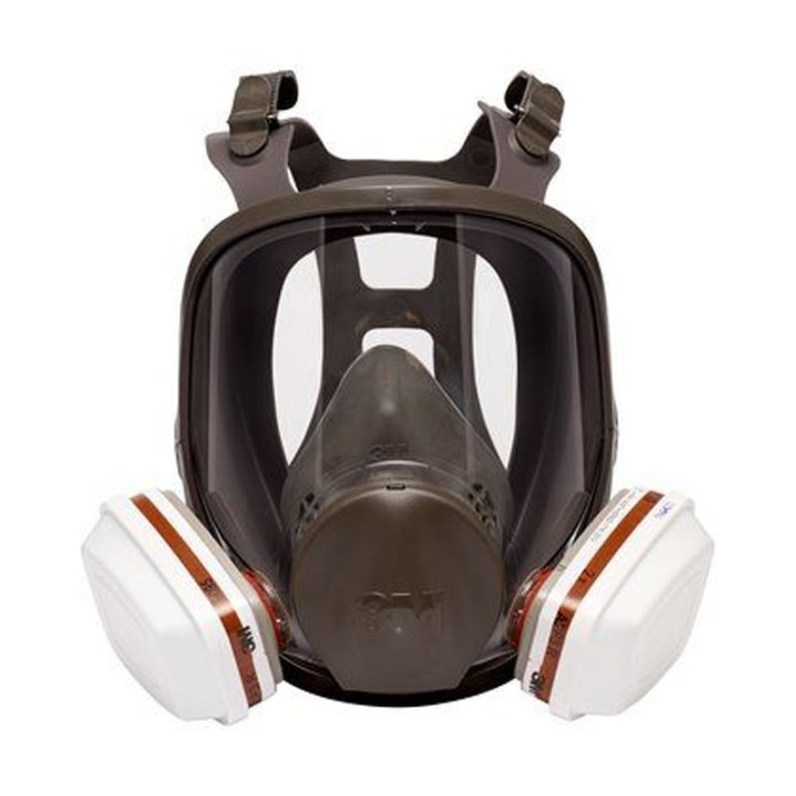 filtri 3M 6095 A2 P3 montati su maschera piena faccia vista frontale
