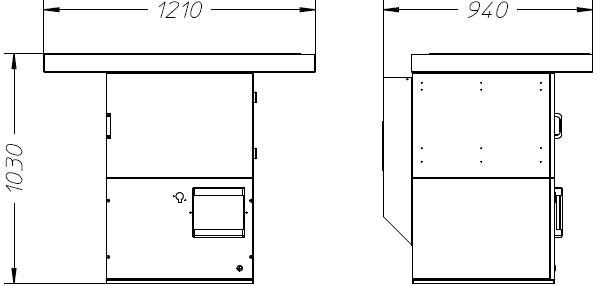 Schema dimensioni banco aspirante BA 1200 Dalpitech