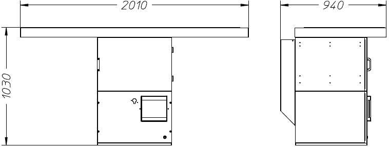 Schema dimensioni banco aspirante BA 2000 Dalpitech