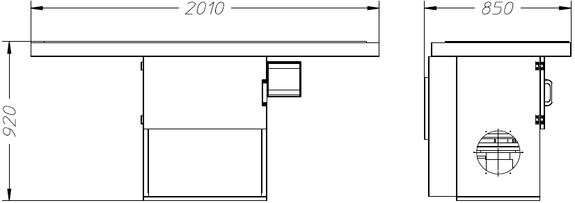 Schema dimensioni banco aspirante BFC 2000 Dalpitech