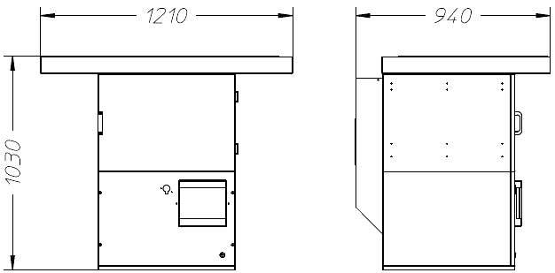 Schema dimensioni banco aspirante BFT 1200 Dalpitech